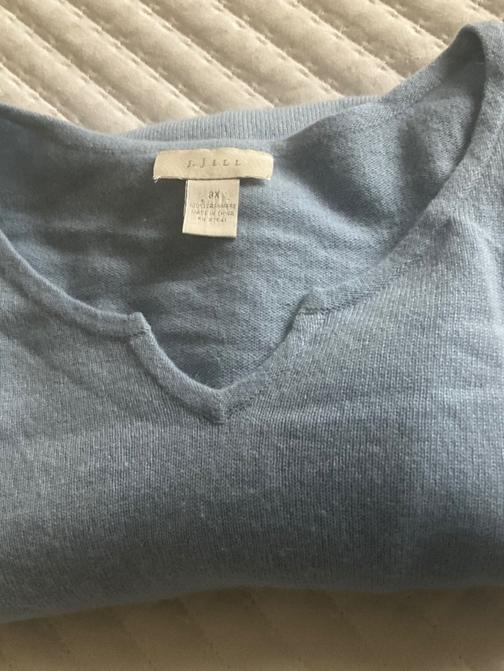 J Jill Baby Blue 100% Cashmere Sculptured Neckline Sweater EUC - 3X Retail $179
